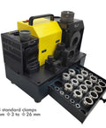 Heavy Duty Workhorse Drill Bit Grinder Sharpener Adjustable 3 To 26 Mm Angle Drill Tool with 24 clamps in drawer.
