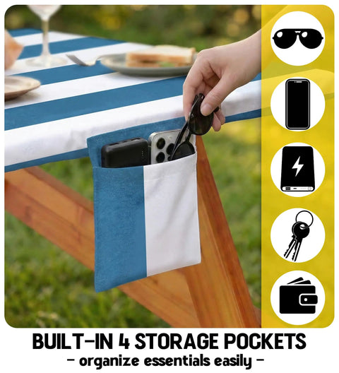 Road Trip Ready All Purpose Picnic Table Cover With Bench Covers Set Includes 1 Table Cover And 2 Bench Covers For 72 Inch Tables