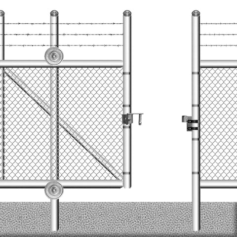 Rock Solid Chain Link Gate Latch Kit Compatible With 1 5/8 And 1 7/8 Inch Pipe Includes Bolts And Nuts For No Sweat Installation Case Of Ten showing chain link fence gates.