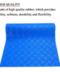 Blue 36 Inch By 9 Inch Non Slip Pool Ladder Pad Mat With Protective Cushion Between Ladder Base And Pool Liner, Anti Slip Texture Keeps Liner Safe, Prevents Scratches, Easy Install, Durable Pool Step Mat showing high-quality rubber and non-slip texture.