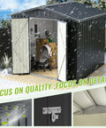 8x8 Ft Outdoor Storage Shed With Upgraded Metal Frame And Lockable Doors Weatherproof Garden Tool Shed in backyard