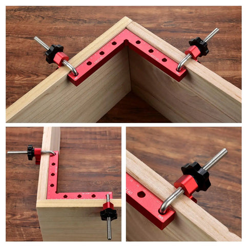 90 Degree Aluminum Alloy Corner Clamps Kit, Heavy Duty Right Angle Clamping Squares For DIY Woodworking, Shelves, Boxes, Frames, Drawers And Cabinets, 5.5 X 5.5 Inches, 4 Pack on wood joint
