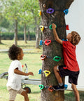 Kids enjoying Ninja Tree Climbing Holds Set For Kids And Grownups, 12 Durable Outdoor Climbing Rocks With 6 Ratchet Straps