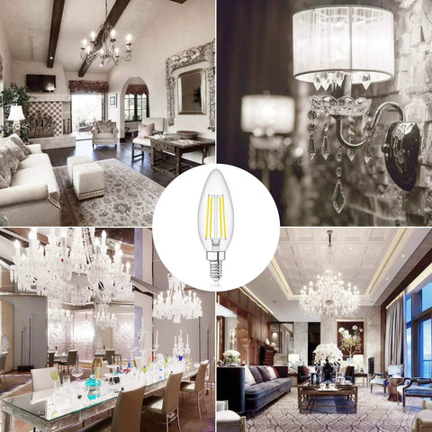 E12 Candelabra LED Bulbs Dimmable 4000K Natural White 60W Equivalent Type B Light Bulb for Chandeliers and Ceiling Fans