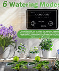 Solar Garden Irrigation System With Fifty Days Standby Time Auto Watering For Twenty To Thirty Pots Anti Siphon Feature panel.