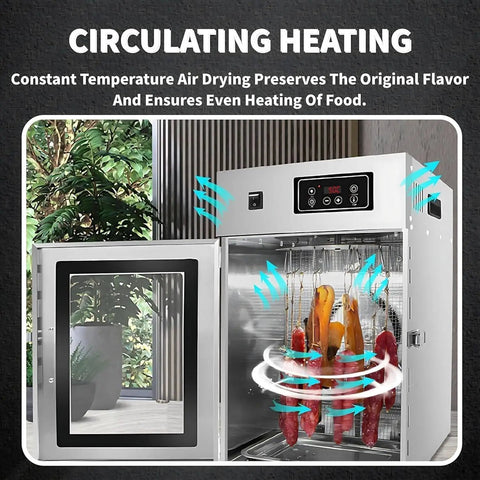 High Capacity Commercial Food Dehydrator With Stainless Steel Frame And 800 Watt Heater for smoking meat and drying fruits.