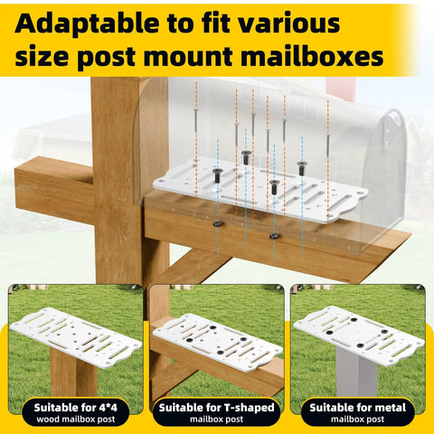 Mailbox Mounting Bracket For Post Mount Mailboxes, Fits 4x4 Wood Or Hollow Posts, White Mounting Plate installation guide
