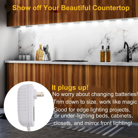 Flexible Jewelry Display Lighting For Showcases 10 Foot LED Strip In Bright White 6000K Includes Dimmer Switch And Power Adapter in kitchen
