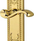 Polished Brass Parthenon Plate With Right Handed Portofino Lever, Single Dummy Door Hardware For Interior Doors, Easy Screwdriver Install