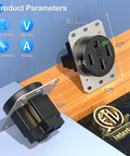 Dimensions of Beefy 50 Amp EV Outlet 14 50R Receptacle For 240V Level 2 Charging, ETL listed, NEMA 14-50R Industrial Grade.