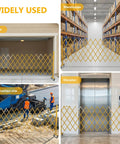 Heavy Duty Rolling Scissor Barrier Expandable Steel Gate With Smooth Swivel Casters For Fast Job Site Lockdown Crowd Control and Tight Safety Perimeter Setup in garage, warehouse, construction site, and elevator.