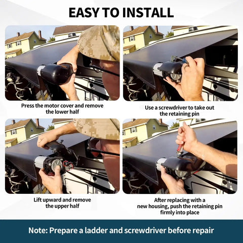 Installation steps for Two Pack RV Awning Motor and Idler End Cover Kit Black for RV Awnings Includes Left and Right Side Covers