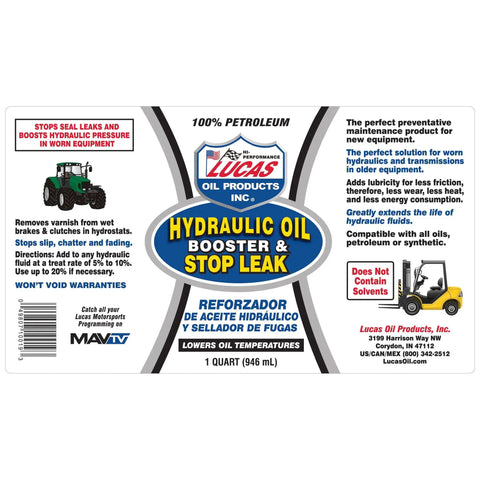 Hydraulic Oil Booster And Stop Leak For Gear And Rigs, Slashes Heat, Reconditions Worn Seals And O Rings To Stop Leaks, Clears Varnish, Restores Pressure, Works With Synthetic And Conventional Fluids, 1 Quart