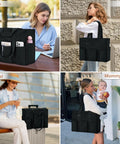 Ultra Large Waterproof Tote Bag For Women With 12 Pockets And Top Zipper Closure in work, daily, travel, and mommy scenarios