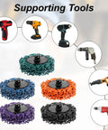 All In One 45 Piece 2 Inch Diamond Sanding Discs Set for Drill or Die Grinder with rust remover kit, shown with 9 color discs and tools