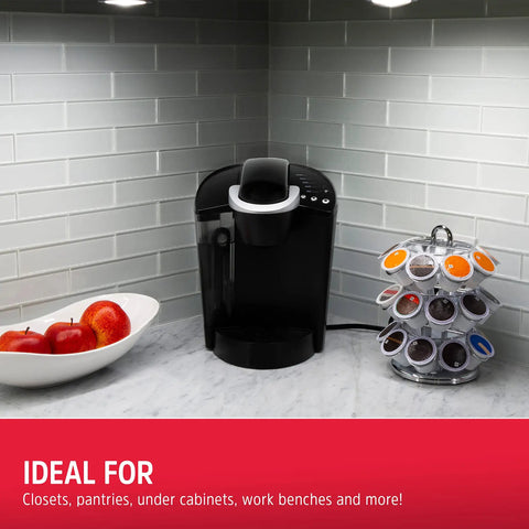 Under cabinet lighting with Battery Operated LED Puck Lights With Wall Switch Remote, 2 Pack in kitchen setting
