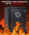 Heavy Duty Home Safe With Digital Keypad Lock, Solid Steel Construction, Fireproof Feature, Bolt Down Kit, 1.9 Cubic Feet Capacity