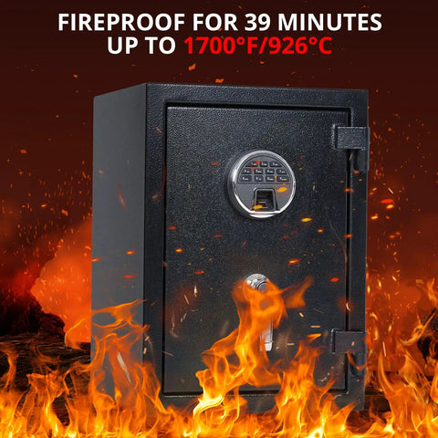 Heavy Duty Home Safe With Digital Keypad Lock, Solid Steel Construction, Fireproof Feature, Bolt Down Kit, 1.9 Cubic Feet Capacity