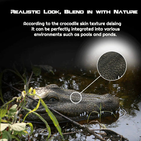 2.4 GHz Remote Control Alligator Head Boat with Realistic Resin Build in natural pond setting