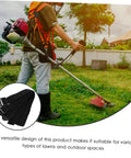 Person mowing lawn with Adjustable Lawn Aerator Shoes Straps 8 Pack Heavy Duty Spiked Sandals For Garden Aeration and Grass Maintenance Manual Soil Loosening Tool For Healthier Lawns inset photo of black straps