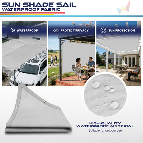 14 By 18 Foot Waterproof Sun Shade Sail With Straight Edge UV Block Outdoor Canopy Cover over patio and car setup