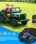 Heavy Duty 420D Kids Ride On Car Cover Waterproof For Outdoor Use, Universal Fit With Reflective Strips shown on electric vehicle