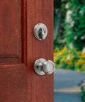 Front Door Lock Handleset With Deadbolt For Exterior Entry In Satin Nickel, Pick Resistant SmartKey Rekey Security With Interior Knob