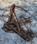 Adjustable Crossbow Siege Ancient Chariot Catapult Kit 3D Wooden Puzzle Desk Top Model basswood display with stone projectile