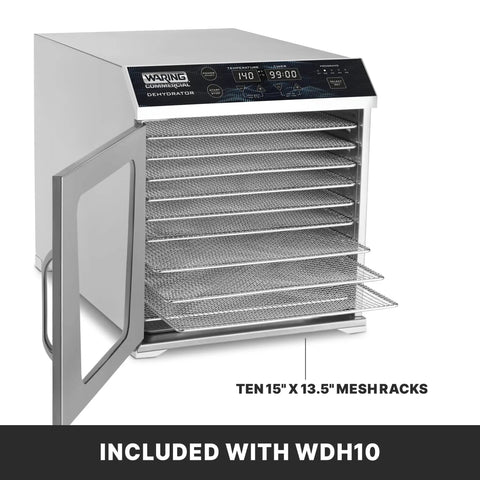 Built Tough Workhorse Commercial Food Dehydrator With Ten Mesh Trays Supplying Fourteen Square Feet Of Drying Space and touchscreen controls