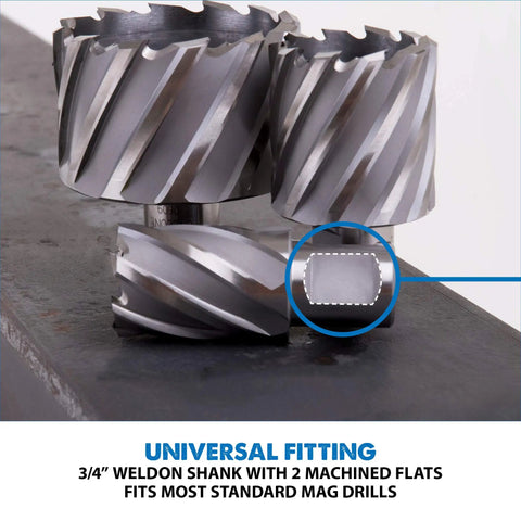 Premium 1 Inch Annular Cutter Set With Pilot Pins For Magnetic Drill Presses Six Piece M2AL High Speed Steel Weldon Shank