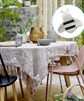 Heavy Duty Stainless Steel Tablecloth Clips No Fuss Set For Outdoor Tables Clip On Windproof Weights For Tablecloths And Curtains 12 Pack Picnic Table Clips Garden Flag Weights For Windy Days, shown on an outdoor table setting.