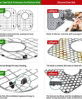 Comparison of our stainless steel sink protectors with others' silicone sink mat, highlighting design and material differences.