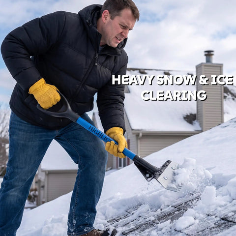 Legit Heavy Duty Two In One Roof Shingle Removal Shovel With Built In Nail Puller Comb And Short D Handle Made From Tough Carbon Steel To Make Your Reroofing Jobs Hella Easier used for snow clearing.