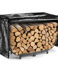 40 Inch Heavy Duty Firewood Rack With Cover For Outdoor Use, Waterproof Log Storage For Fireplace filled with firewood