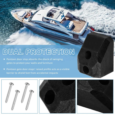 Heavy Duty Pontoon Gate Stop And Door Keeper Hardware Kit Pack Of 2 for Boat Deck Gates with screws, black nylon material