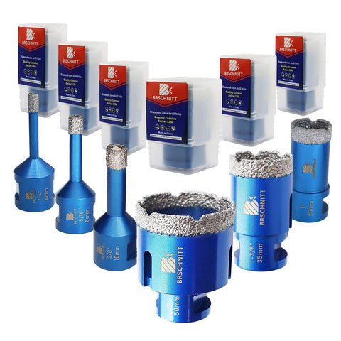Go To Diamond Core Drill Bit Set For Porcelain Tile Ceramic Marble Granite With Five Eighths Eleven Thread, 10mm Diamond Height