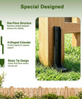 Heavy Duty Fence Post Repair Kit With Rock Solid H Shaped Steel Extenders And Dead Simple Ground Spike Anchors To Keep Your Outdoor Boundary Posts Upright, H-shaped steel extender securing a wooden fence post.