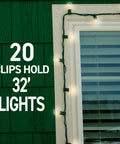 Clear Outdoor Light Clips 4 Pack With 64 Clips And 80 Adhesive Strips for Damage Free Hanging of String Lights on Window Frame