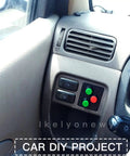 12mm Mini Latching Push Button On Off Switch With Prewired 2 Pin 12V Wires Red And Green installed in car dashboard