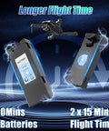 Image showing two batteries for Foldable 1080P Drone With Camera For Kids And Beginners Easy To Fly Toy Gift, highlighting longer flight time.