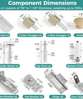 Heavy Duty Bifold Door Hardware Kit With Two 36 Inch Tracks For 72 Inch Closet Doors Loaded With Ultra Smooth Glide Rollers components dimensions image.