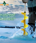 8 Inch Ice Auger For Cordless Drill With 35.95 Inch Extension Shaft Heavy Duty Nylon Polymer Body Yellow in ice fishing action