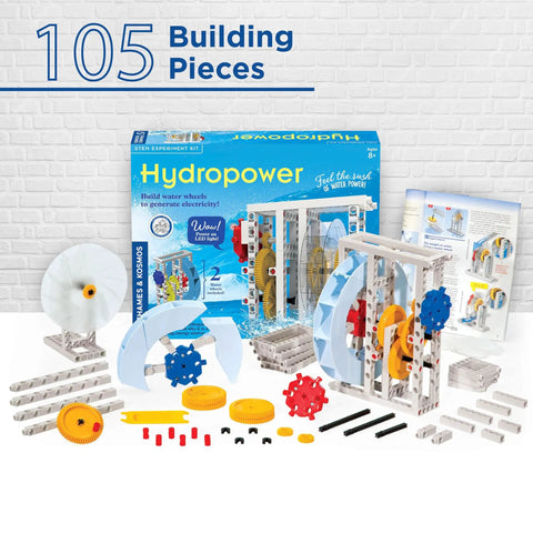 Hydropower Science Kit With 12 Hands On Experiments To Build Water Turbines Generate Electricity And Learn Renewable Energy And Environmental Science For Curious Kids And DIY Learners, 105 pieces