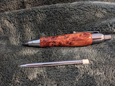 Top Shelf Chrome Woodturning Hardware Kit Pencil And Pen Project Set Three Piece Collection with chrome pen and refill.