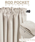 Ultimate Blackout Sliding Door Curtains For Living Room Darken The Space With 100 Percent Blackout Thermal Insulated And Noise Reducing Back Tab And Rod Pocket 1 Panel Set 100 Inch Wide By 84 Inch Long Cream showing rod pocket detail, fits rod up to 2 inches.