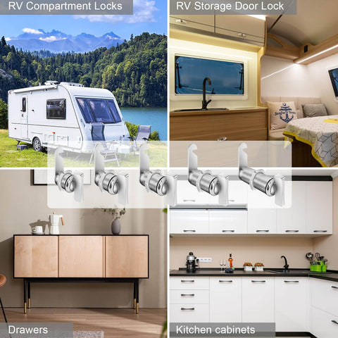 Secure cabinets and RV compartments with keyless thumb cam locks, a simple one and one eighth inch offset design for thin panels