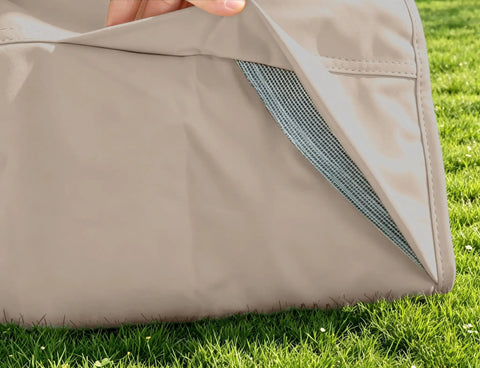 9 To 13 Ft Patio Umbrella Cover showcasing double-stitched waterproof PU polyester on grass background