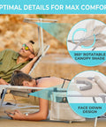 Face-Down Sun Lounger With Canopy And Face Hole, 5-Position Adjustable Tanning Chair With Padded Pillow, Quick-Dry Fabric