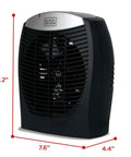 Compact Personal Space Heater With ESave Energy Saving Function, Three Heat Settings, Adjustable Thermostat, black design