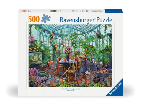 Greenhouse Mornings 500 Piece Jigsaw Puzzle For Adults Featuring Parrots Among Palms In A Sunlit Conservatory, A Bright, Relaxing Brain Teaser For Cozy Nights And Weekend Kickbacks